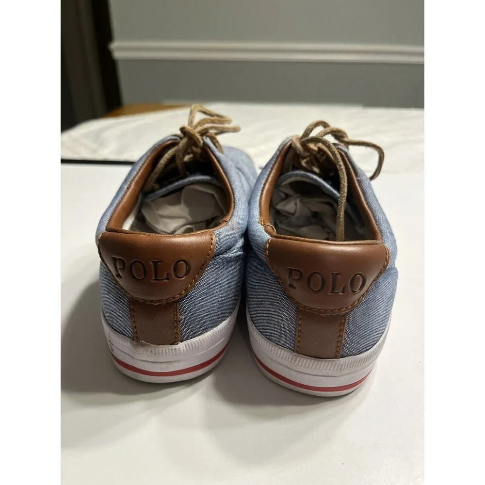 Vintage Ralph Lauren POLO Vaughn Low Top Blue Sneakers Lace-up Boat Shoes 8.5